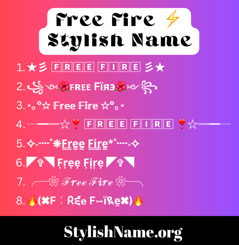Free Fire Stylish Name